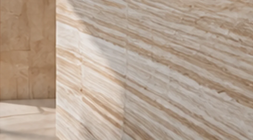 Travertine and marble effect porcelain