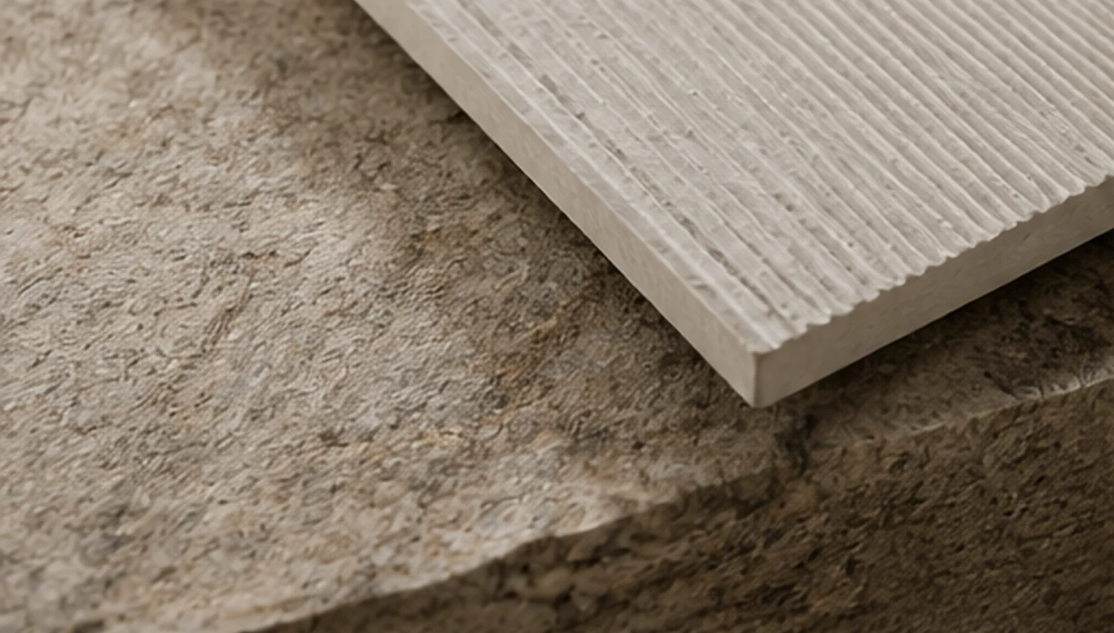 Close-up of a textured porcelain tile edge